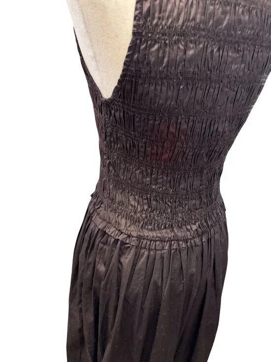 Madewell Keeran Sleeveless Dress~Size S~Molasses Brown Smocked Midi DAMAGE L7 27 - Picture 7 of 11